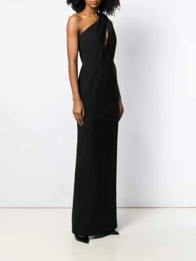 Shop Saint Laurent One Shoulder Long Dress In Black