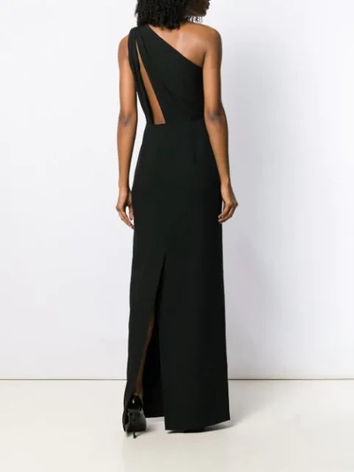 Shop Saint Laurent One Shoulder Long Dress In Black