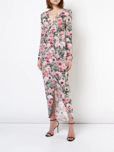 Shop Fleur Du Mal Poppy Print Wrap Maxi Dress In Pink