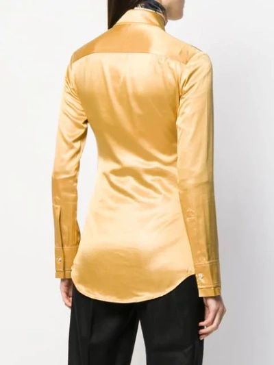 Shop Acne Studios Satin Button-up Shirt In Yellow