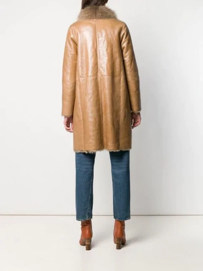 Shop Manzoni 24 Shearling Lined Coat In Brown