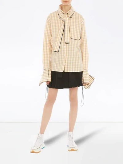 Shop Jw Anderson Scarf Collar Gingham Shirt In Brown