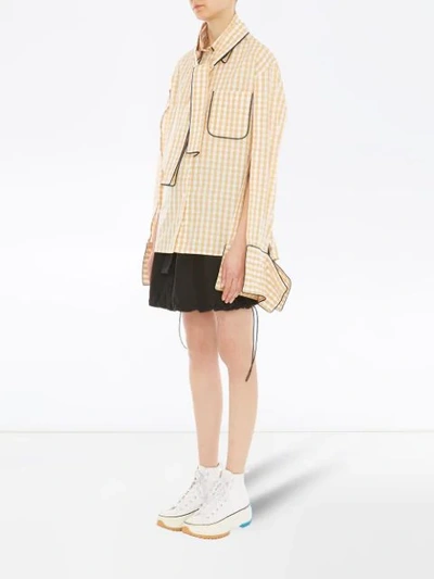 Shop Jw Anderson Scarf Collar Gingham Shirt In Brown