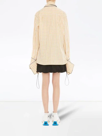 Shop Jw Anderson Scarf Collar Gingham Shirt In Brown