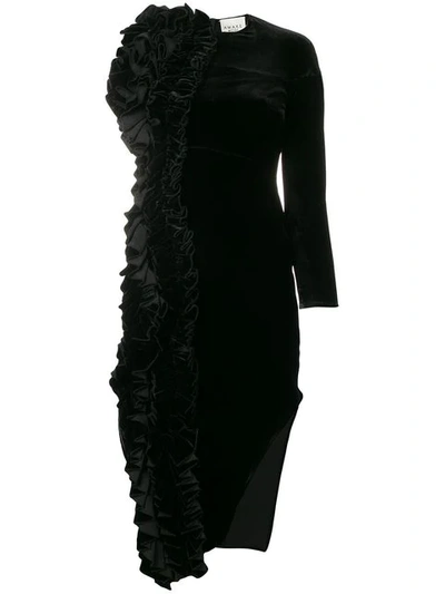 Shop A.w.a.k.e. Asymmetric Midi Dress In Black
