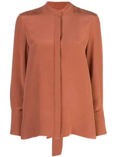 Shop Partow Collarless Shirt In Orange