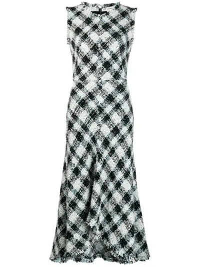 Shop Alexander Mcqueen Sleeveless Tweed Dress In Blue