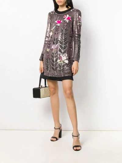 Shop Temperley London Magnolia Sequin Shift-dress In Black Mix