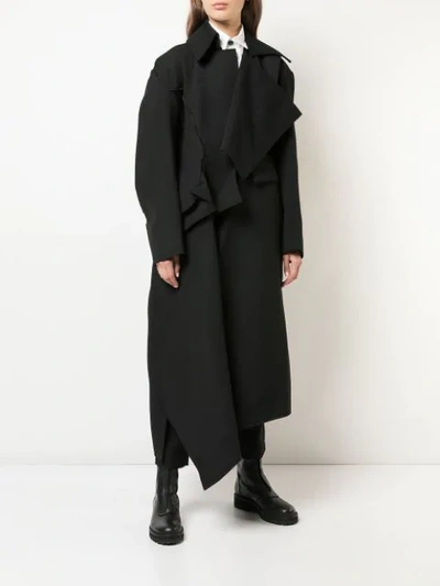 Shop Yohji Yamamoto Asymmetric Front Coat - Black