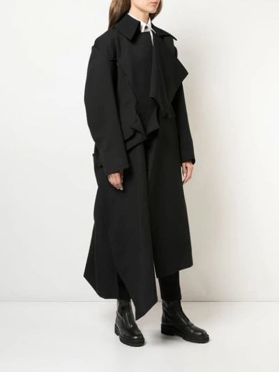 Shop Yohji Yamamoto Asymmetric Front Coat - Black