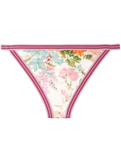 Shop Zimmermann Floral Print Bikini Bottoms In Neutrals