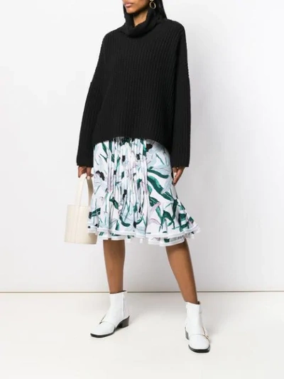 Shop Tory Burch Pleated Flared Skirt In Green