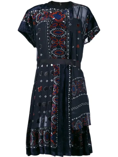 Shop Sacai Patterned Dress - Blue