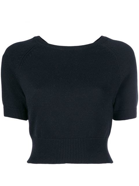 Cashmere In Love Cropped Knitted Top In Black | ModeSens