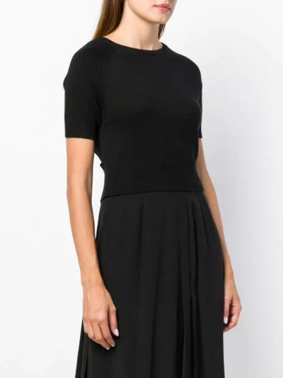Shop Cashmere In Love Cropped Knitted Top In Black