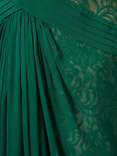 Shop Tadashi Shoji Pleated Lace Gown In Green