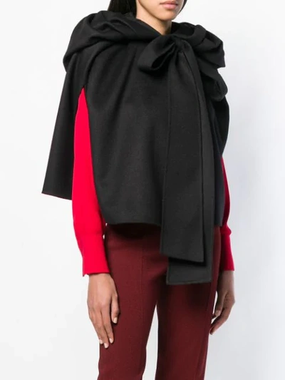 Shop Valentino Gathered Cap Sleeve Cape In Black