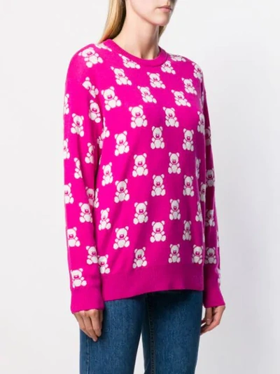 Shop Moschino Jacquard Teddy Bear Sweater In 1219 Pink