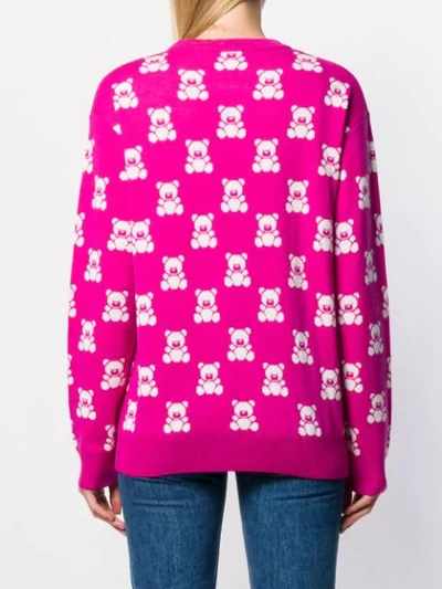 Shop Moschino Jacquard Teddy Bear Sweater In 1219 Pink