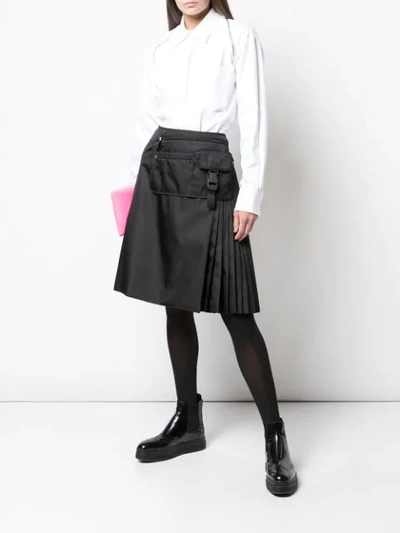 Shop Prada Belt Bag Skirt In Black