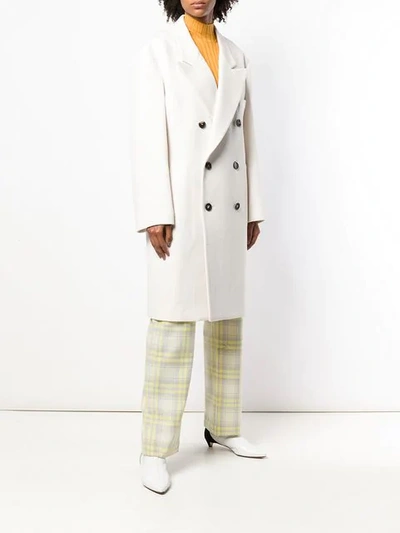 Shop Maison Margiela Double Buttoned Coat In 104 White