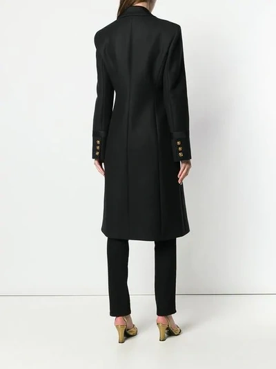 Shop Versace Medusa Embellished Coat - Black