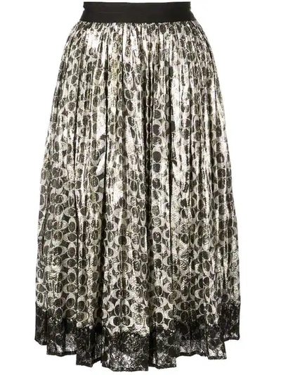 Shop Coach Metallic Pleated Skirt In Black ,metallic