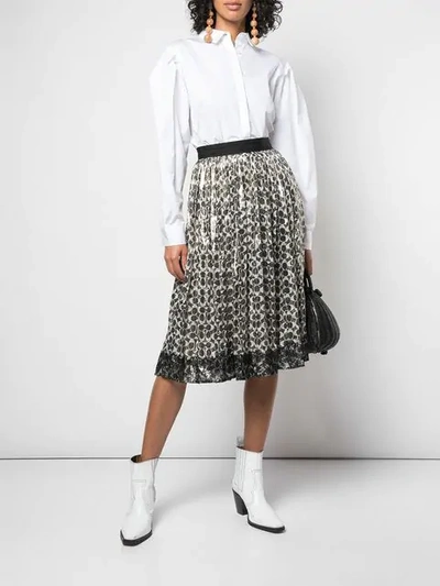 Shop Coach Metallic Pleated Skirt In Black ,metallic