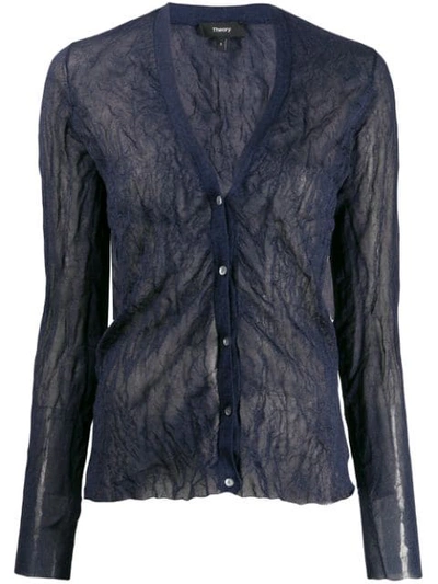 Shop Theory Crinkle Effect Cardigan In Blue