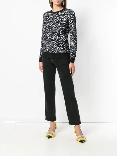 Shop Michael Michael Kors Leopard Knit Jumper In Black