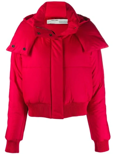Off-white Cropped Padded Coat In Red