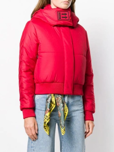 Off-white Cropped Padded Coat In Red