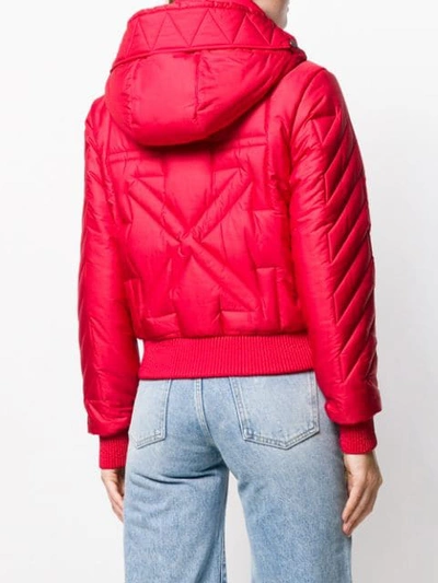 Off-white Cropped Padded Coat In Red