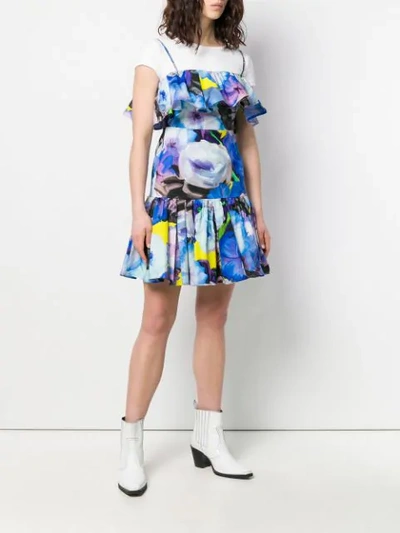 Shop Msgm Frilled Mini Dress In Blue