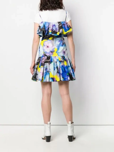 Shop Msgm Frilled Mini Dress In Blue