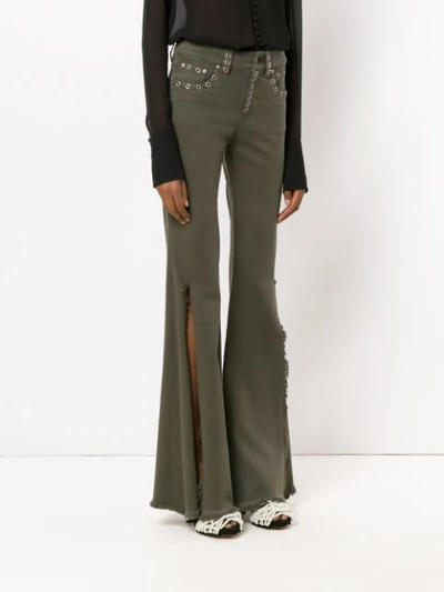 Shop Andrea Bogosian Panelled Jeans In Green