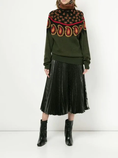 Shop Toga Paisley Knit Sweater - Black
