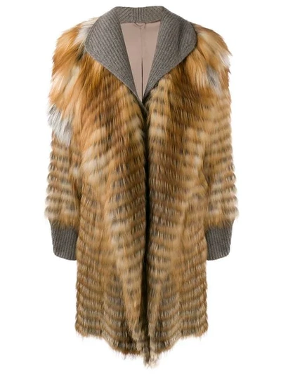 Shop Liska Midi Fur Trimmed Coat - Brown