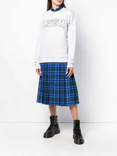 Msgm Logo Print Sweatshirt In Grey