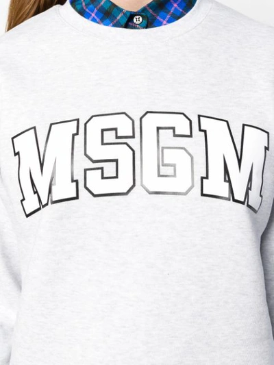 Msgm Logo Print Sweatshirt In Grey