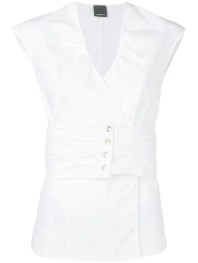 Shop Pinko Button-detail Blouse In White
