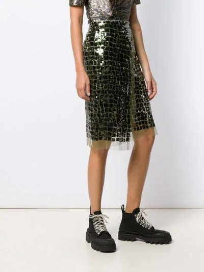 DOROTHEE SCHUMACHER SEQUIN EMBROIDERED TULLE SKIRT - 绿色