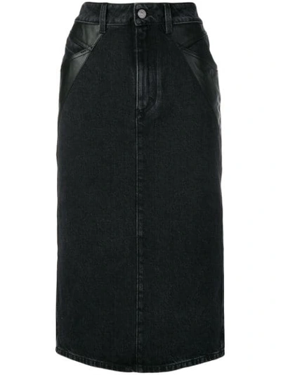 Shop Givenchy Denim Midi Pencil Skirt In Black