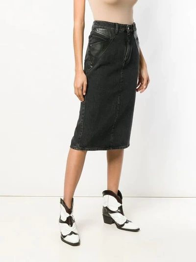 Shop Givenchy Denim Midi Pencil Skirt In Black