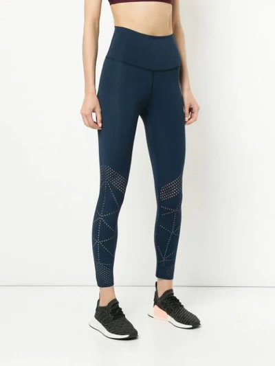 Shop Nimble Activewear Slim Perforated Leggings In Blue