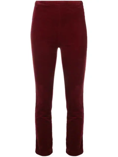 Shop J Brand Velvet Cropped Trousers In Red
