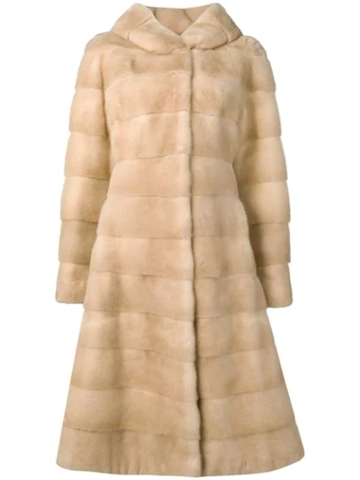 Shop Liska Valencia Long Fur Coat In Palomino