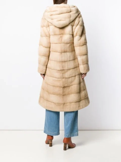 Shop Liska Valencia Long Fur Coat In Palomino