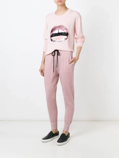 Shop Markus Lupfer Sequinned Lips Appliqué Sweater In Pink