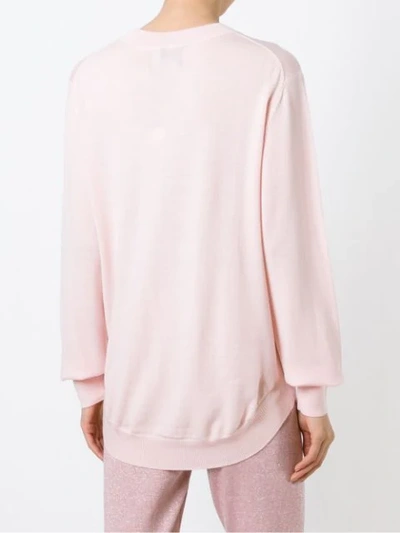 Shop Markus Lupfer Sequinned Lips Appliqué Sweater In Pink